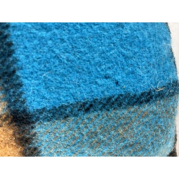 Paris Woolen Mills Windowpane Plaid Football Stadium Blanket Wool Blend USA 60s - Picture 5 of 6